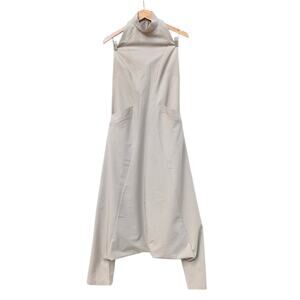 Aakasha Halter Neck Drop Crotch Sleeveless Jumpsuit in Natural Beige, size XS